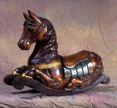 hand carved rocking horse